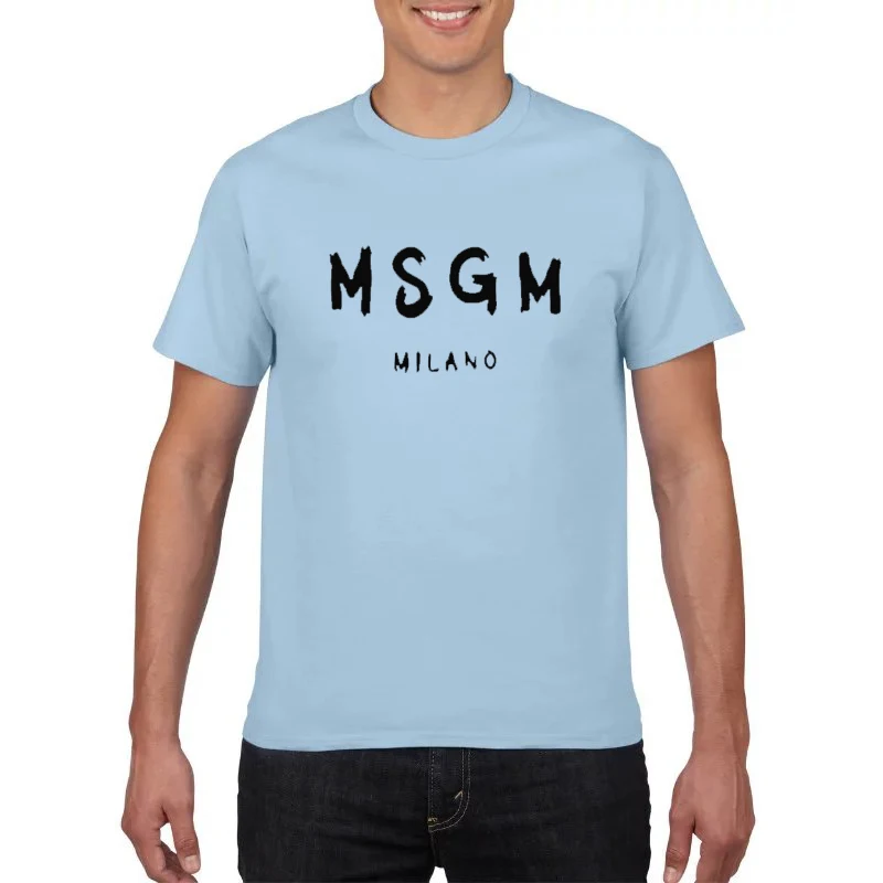 Модные MSGM печати для мужчин 100% хлопок футболки летняя футболка Мужской