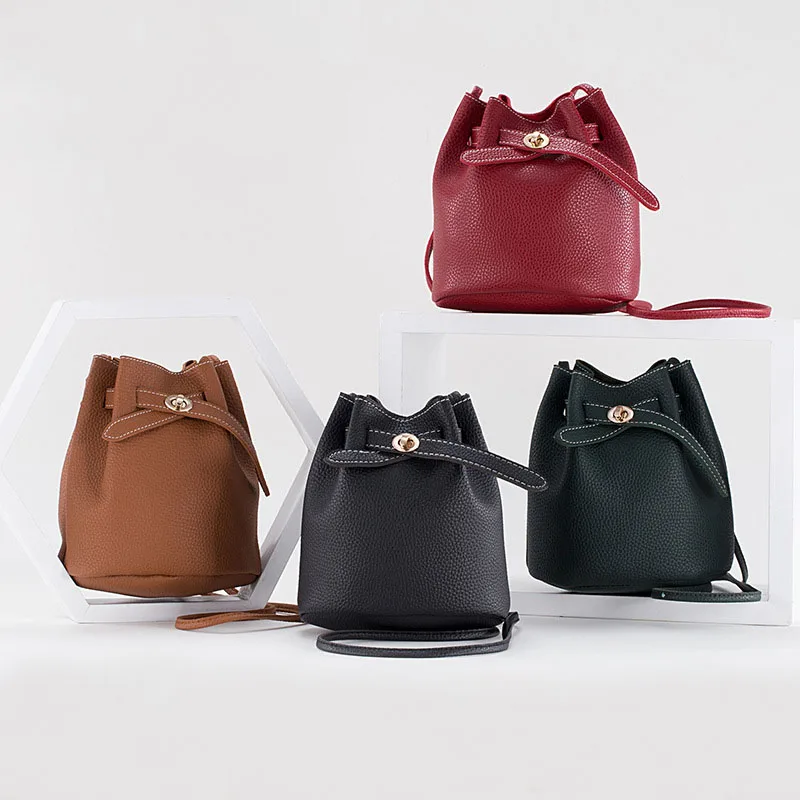 

Women 2020 Luxury Handbags Women PU Lychee Small Shoulder Crossboby Bag Bucket Bags New Fashion Solid bolsa feminina