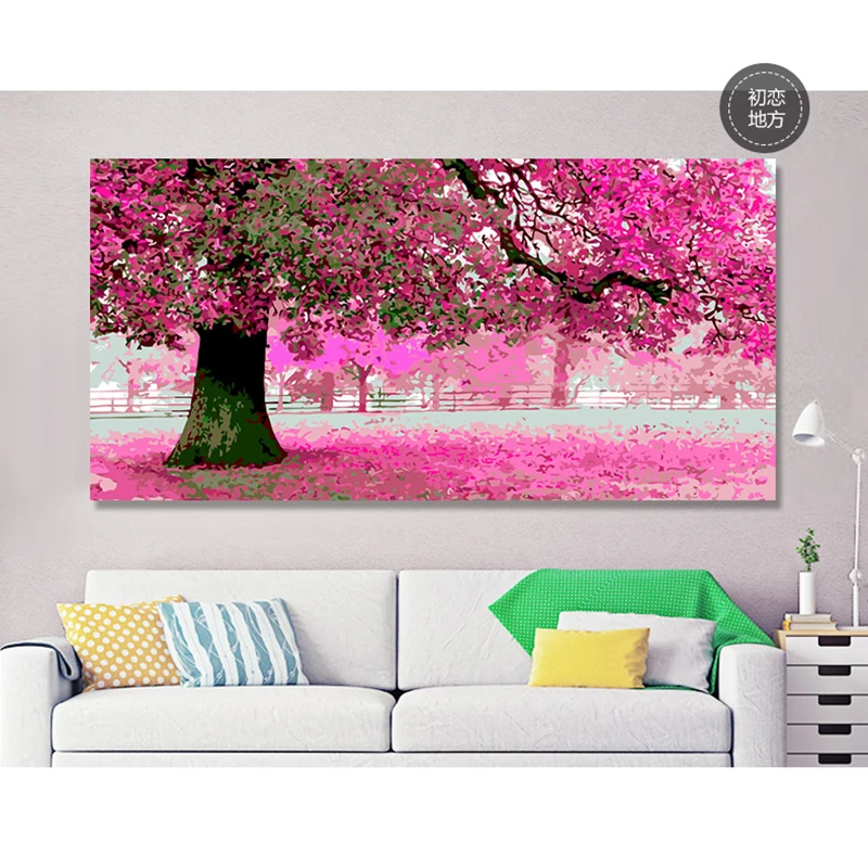 

60x120cm Frameless pictures DIY Painting By Numbers beautiful flower tree Acrylic canvas painting large size gift for home decor