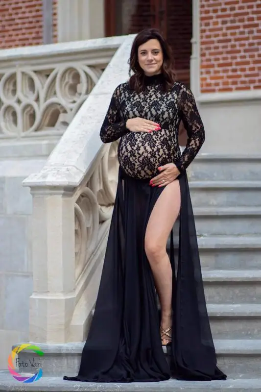 Fancy Lace Maternity Dresses For Photo Shoot Sexy Split Side Pregnancy Dress Maxi Gown Long Pregnant Women Photography Prop 2020 (5)