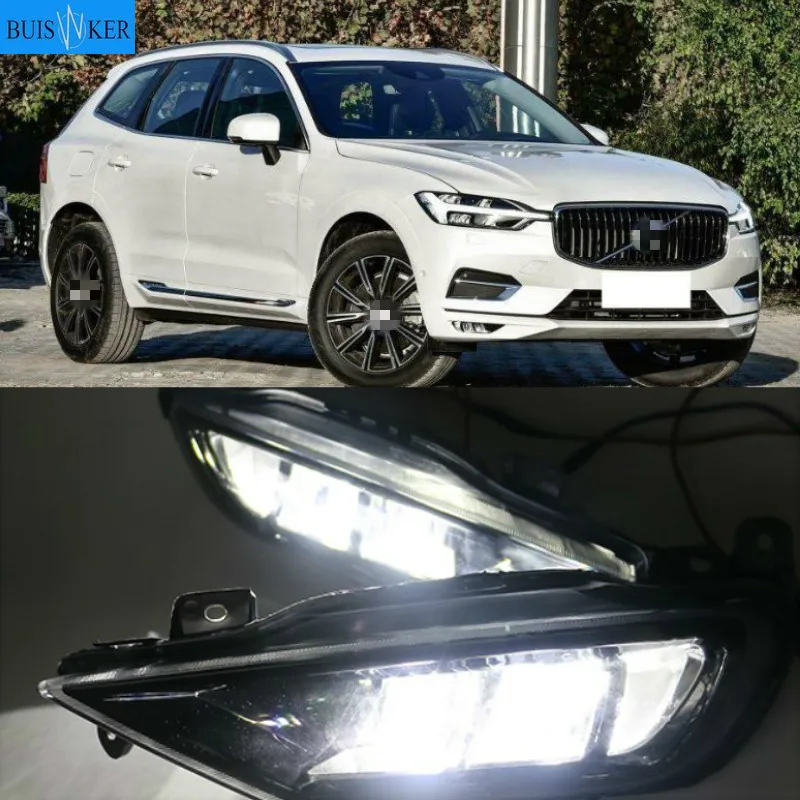 

Дневные ходовые огни для Volvo XC60 2018 2019 2020 DRL, светодиодная противотуманная фара с желтым поворотным сигналом