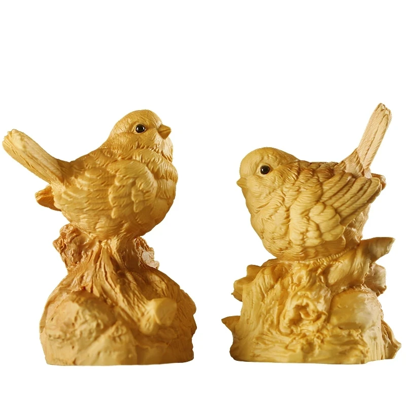 

Modern Home Wedding Decoration Boxwood Carving Chinese Style Home Decor Double Love Birds Novelty