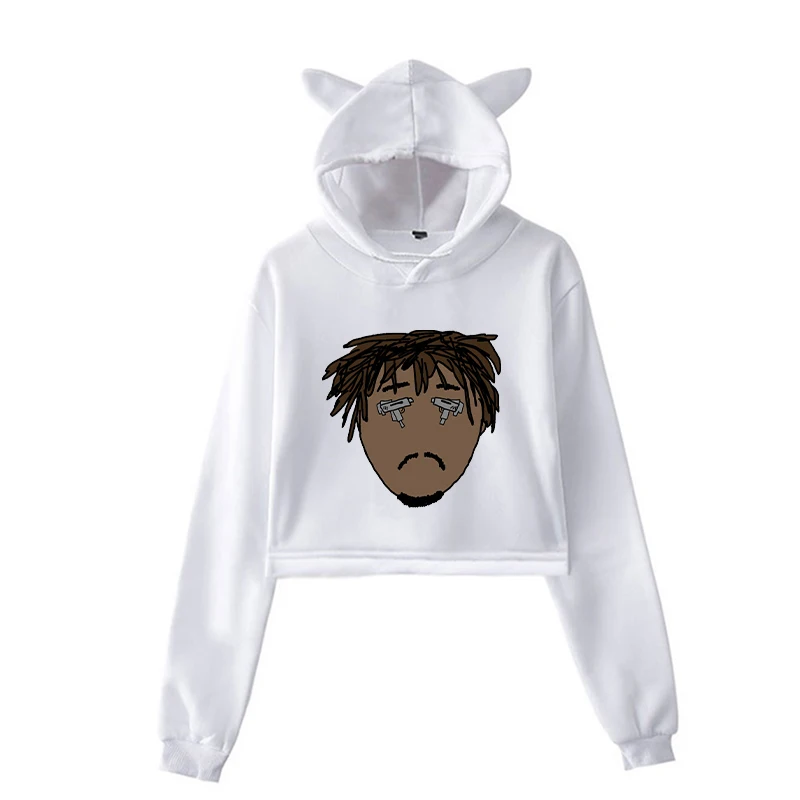 Juice Wrld Kawaii/Модная уличная одежда; женские свитшоты Харадзюку; короткие толстовки с капюшоном для девочек-подростков; милый пуловер с капюшоном - Цвет: 902-mx-1217-1(2)