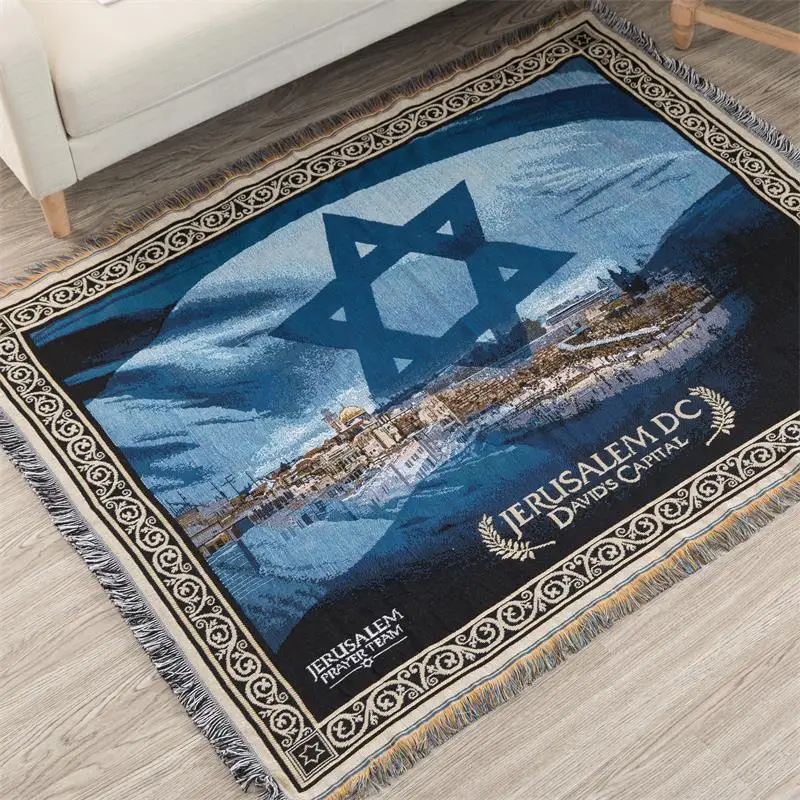 Israel Prayer Blanket Carpet Tapestry Sofa Knit Throw Towel Christian Gift Livingroom Bed Blanket Middle East Decorative Blanket