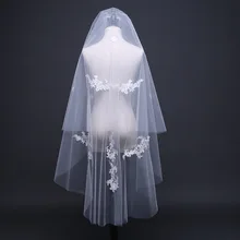 

Two Layers Appliques Wedding Veils Simple Short TulleIvory Bridal Veil for Bride for Women Marriage Wedding Accessories