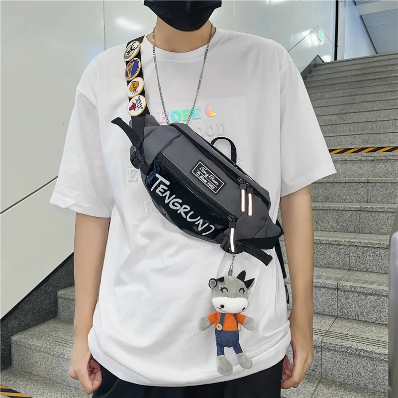 

Unisex Nylon PVC Chest Back Pack Crossbody Shoulder Bag For Men Diagonal Package Rucksacks Hot Sale Big Girls Bag