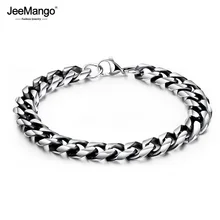 JeeMango хип-хоп/Рок титановая нержавеющая сталь мужские браслеты для щиколоток, для панков стиль цепи и ювелирные изделия с бриллиантами для мальчика JOGS1017
