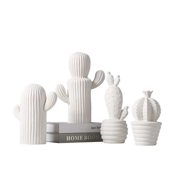 

Nordic Creative Cactus Decoration Household Soft Decoration Ceramic White Simple Living Room TV Cabinet Decoration
