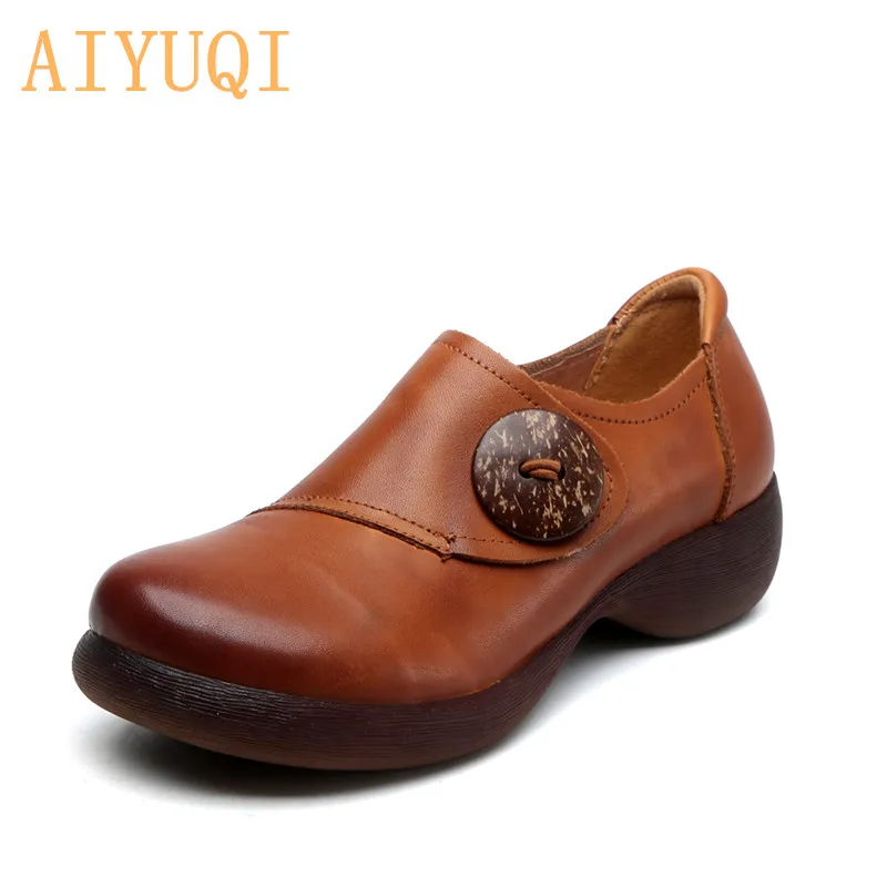 

AIYUQI Natural Cowhide Lofer Shoes Women 2019 New Autumn Retro Shoes Platform Women Casual Shoes For Women
