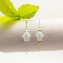 1 шт. новые модные синтетические опал белые браслеты для женщин 11*13 мм Хамса рука Фатимы из натуральной 925 пробы серебряный браслет