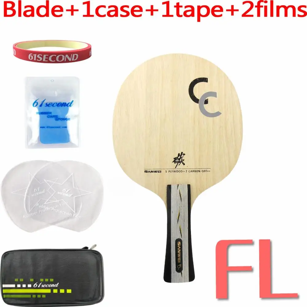FL with F 1 case Sanwei CC(5+ 2 углерода, ВЫКЛ++) ракетка для настольного тенниса ракетка для пинг понга летучая мышь весло - Цвет: FL with F 1 case