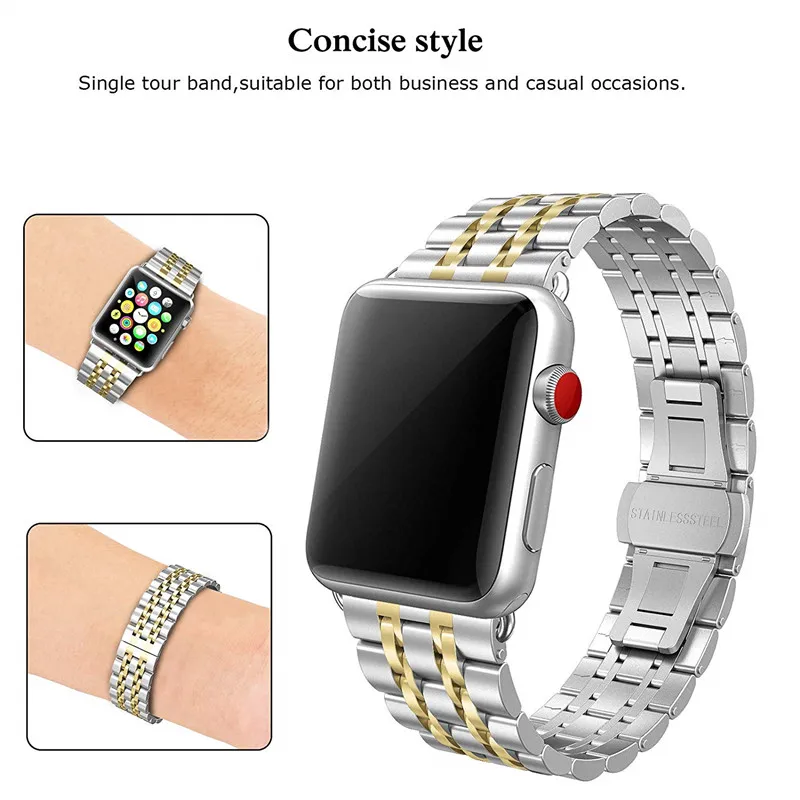 Ремешки из нержавеющей стали для Apple Watch band 44 мм 40 мм серия 4 спорт и издание ссылка браслет ремешок для iWatch 38 мм 42 мм