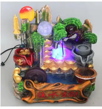 

Resin handicraft of flowing water for making money Humidifying spray water wheel living room decoration home Home Factory Direct