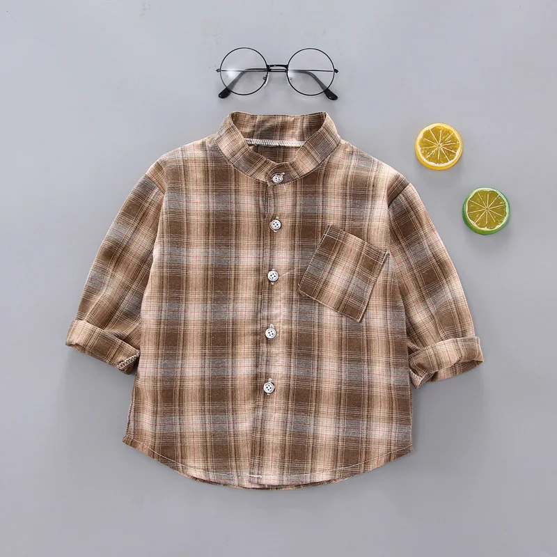 Новинка года, рубашки для мальчиков и девочек повседневные блузы Camisa Masculina для девочек Детская Хлопковая одежда клетчатая рубашка с длинными рукавами для маленьких мальчиков