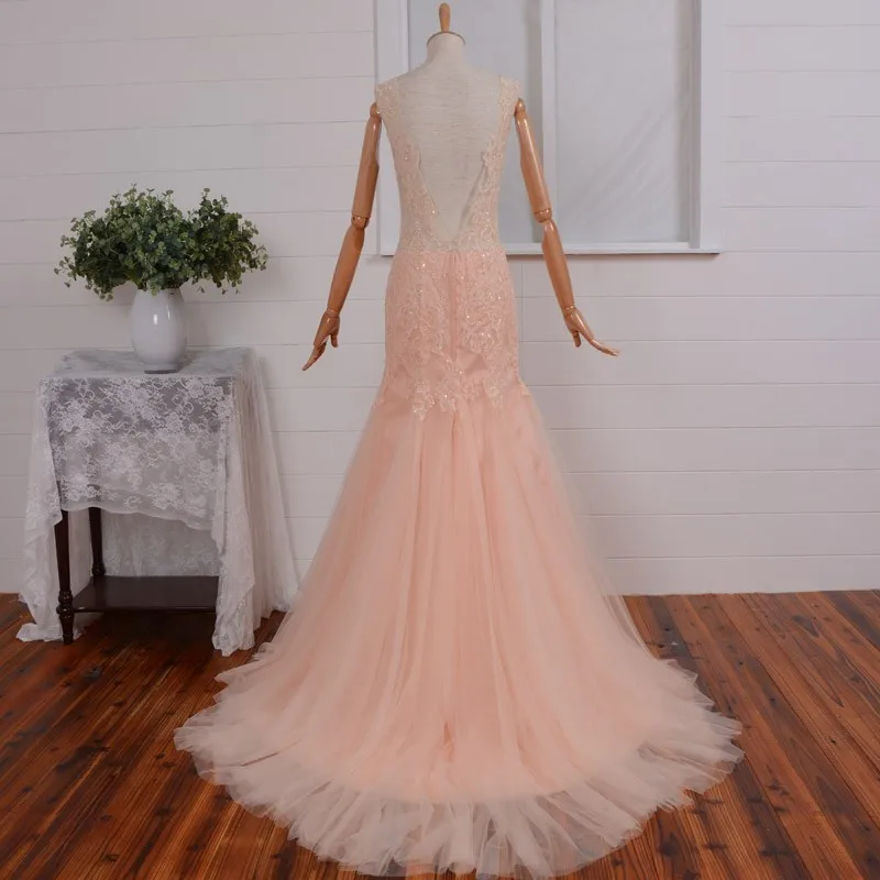 Vestido de festa сексуальное длинное платье с открытой спиной прозрачное вечернее платье с кружевной аппликацией Формальные платья для матери невесты