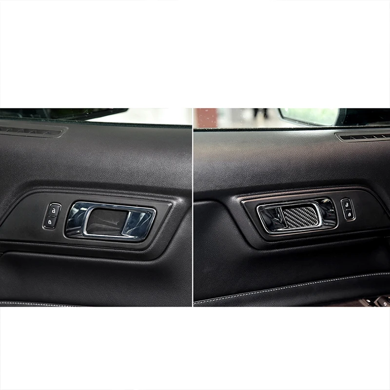 2 шт. для Ford Mustang углеродное волокно внутренняя ручка двери чаша из углеродного волокна Автомобильная накладка на внутреннюю дверную ручку Отделка