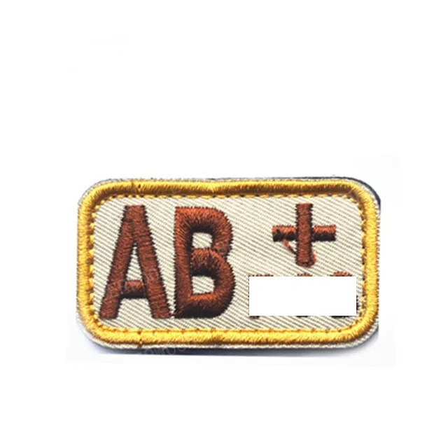 AB POS khaki Вышитый патч типа крови A B AB O поз. Нег.+-отрицательный положительный группа тактический армейский военный знак аппликация - Цвет: AB POS khaki