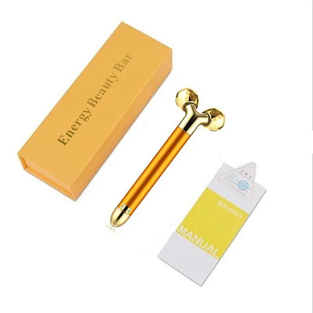 متعددة الوظائف جهاز العناية بالجمال 24k عصا تدليك الوجه الأسطوانة ثلاثية الأبعاد شريط الطاقة الذهبية تهتز مدلك لأداة الجمال