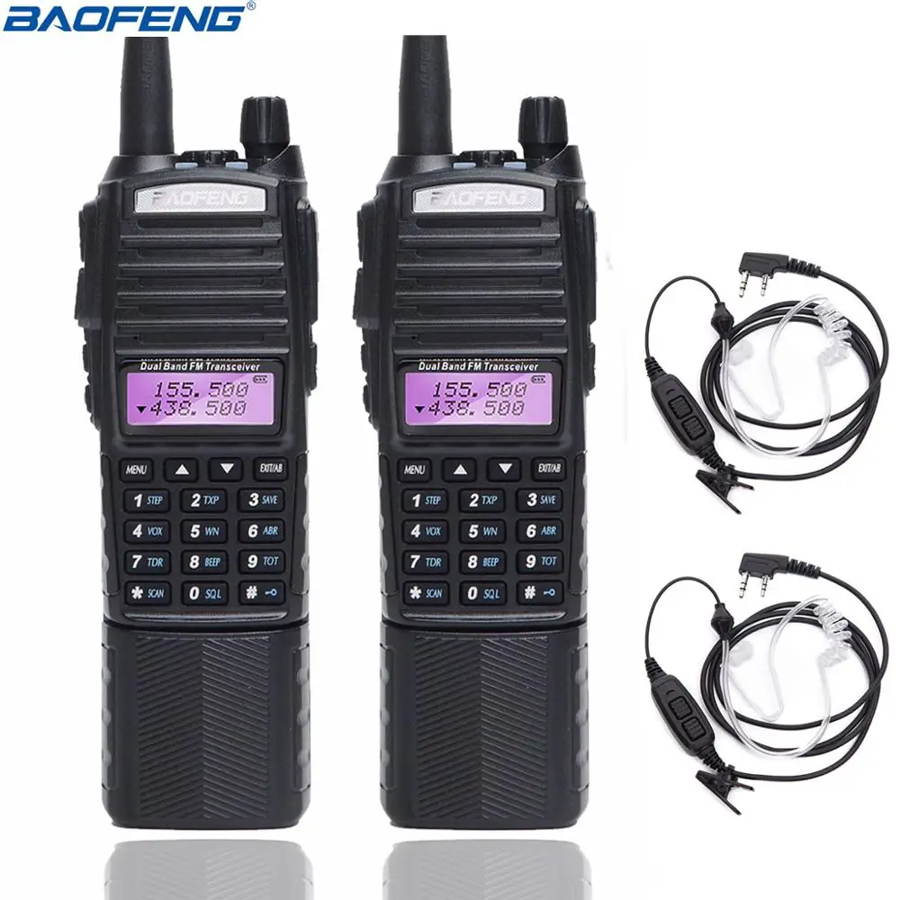2 шт BaoFeng UV-82T 3800mAh батарея vhf 220-260Mhz uhf полоса трехдиапазонный двухсторонний портативный Радиоприемник UV-82 uv82 - Цвет: add 2pcs ac headset