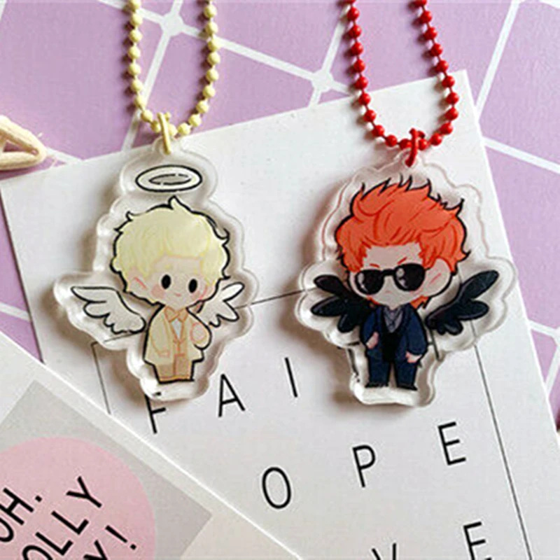 

Cosmile Movie Good Omens Krull Raphael Angel Devil Acrylic Keychain Keyring Badge Set gift limited cosplay