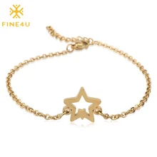 FINE4U B263 браслет с подвеской в виде звезды из нержавеющей стали, регулируемый браслет-цепочка, массивное ювелирное изделие для женщин