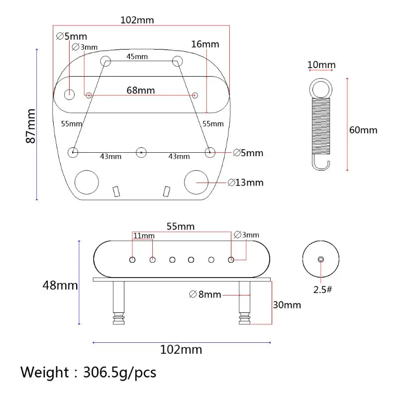 4Pcs/set Guitar Bridge Plate Metal Tremolo Bridge for Mustang Jazzmaster Guitars Q6PB
