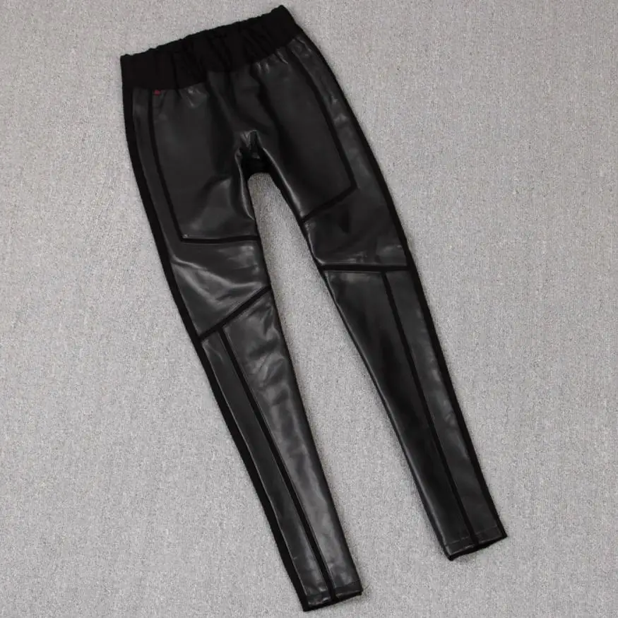 England style great quality real sheep leather full length pants Spring female High waist was thin pencil leather Pants F1003 England style great quality real sheep leather full length pants Spring female High waist was thin pencil leather Pants F1003