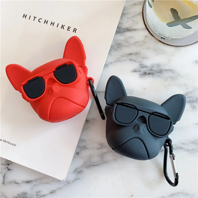 

Funny Bulldog For Apple AIirpods Case 3D Silicone Headphone Case Cartoon Wireless Bluetooth Earphone Protective Cover For Airpod