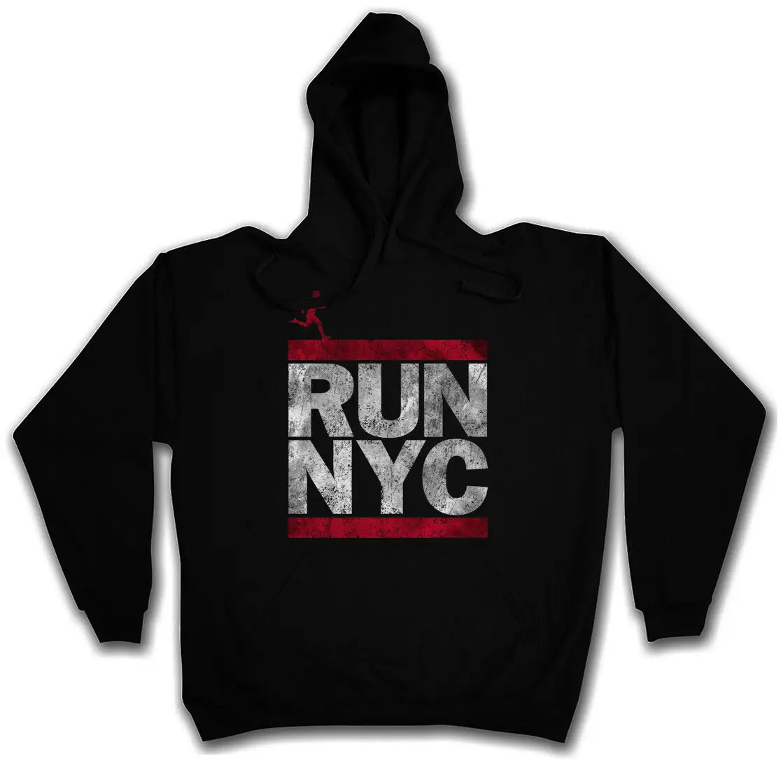 RUN футболка NYC балахон Нью-Йорк Run Fun DMC марафон черные в стиле хип-хоп для мужчин