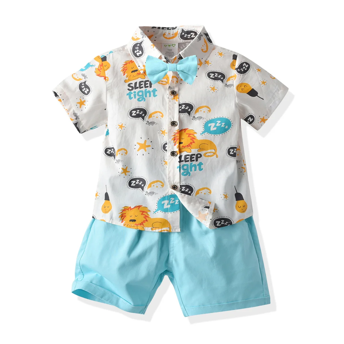 

Cartoon Print Boys Suit Summer Short Sleeve Shirt and Shorts Set for Birthday Children Clothes Casual Baby Boys Set for Holiday