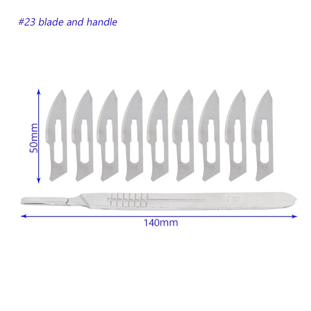FIXFANS Metal Scalpel Knife Kit Stainless Steel Thick Handle + 20pcs #11 #23 Knife Blade DIY Cutting PCB Repair Tools (2)