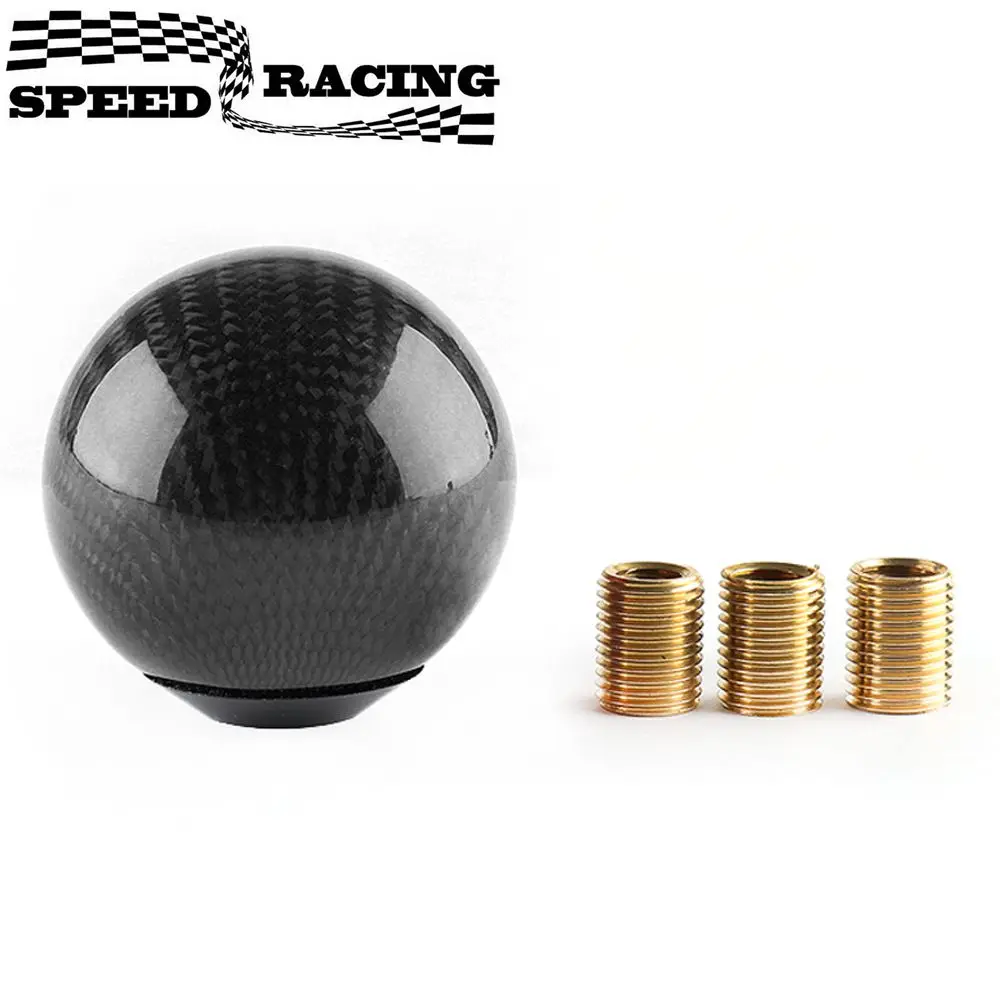 

Универсальная автомобильная круглая шестерня, ручка переключения передач, рычаг, круглая шаровая форма, рычаг переключения передач из настоящего углеродного волокна, ручка переключения передач, стандартная