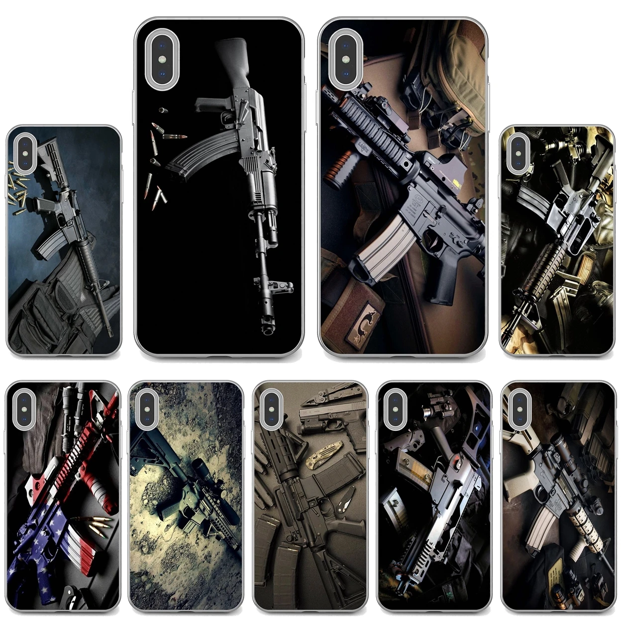 Rifles-Guns-Weapons-bullet-Pattern Soft Covers For Xiaomi Mi A1 A2 A3 5X 6X 8 9 9T 10 10T 11 Lite SE Pro | Мобильные телефоны и