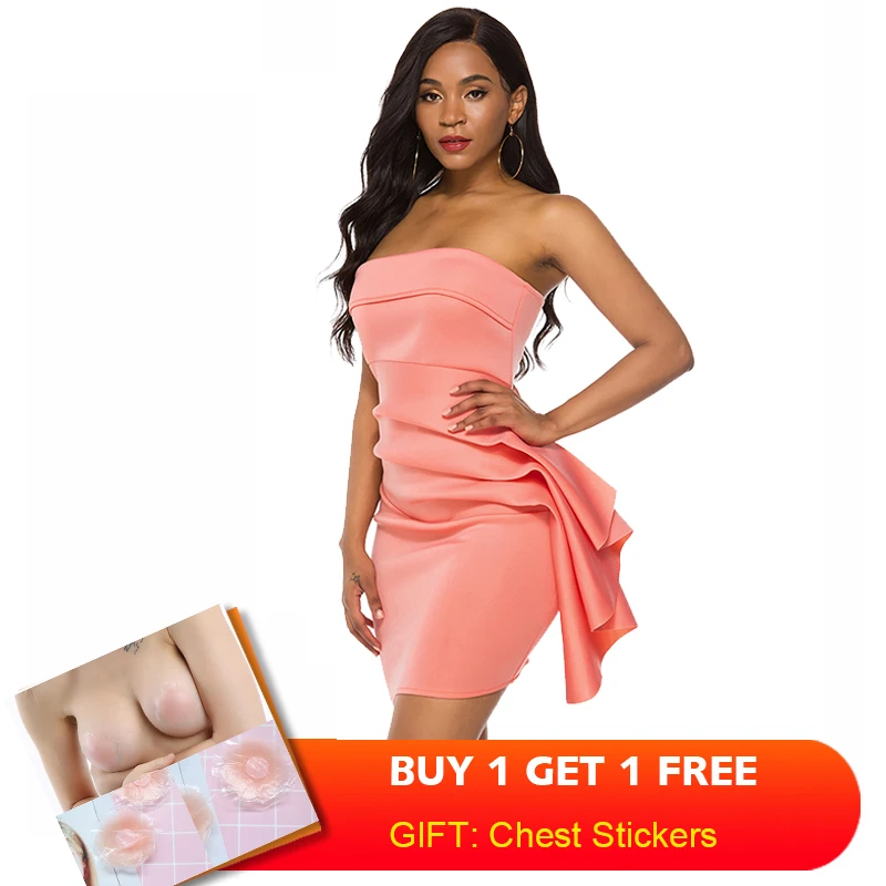 Женская одежда большого размера сексуальный топ платье Bodycon Ruffle события праздновать вечернее облегающее платье обтягивающее Клубное вечернее платье Мода - Цвет: Orange pink