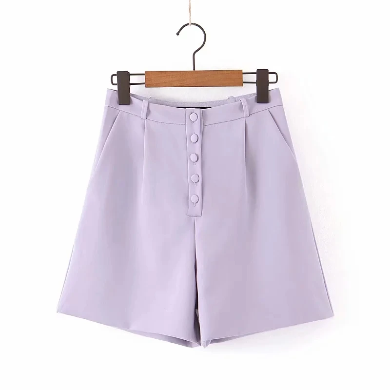 Модные женские блейзеры и куртки, Осенний Фиолетовый пиджак на одной пуговице, повседневный блейзер с длинным рукавом, офисный Женский блейзер - Цвет: shorts
