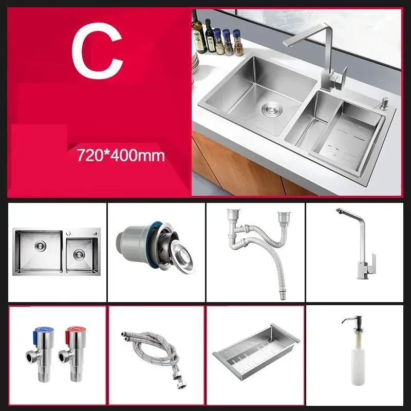 Кухонная раковина Spoelbak Gootsteen Evier Cucina Integral Portatil Lavello Inox Cuba Banheiro De Cocina Pia Cozinha Lavabo Fregadero - Цвет: MODEL C