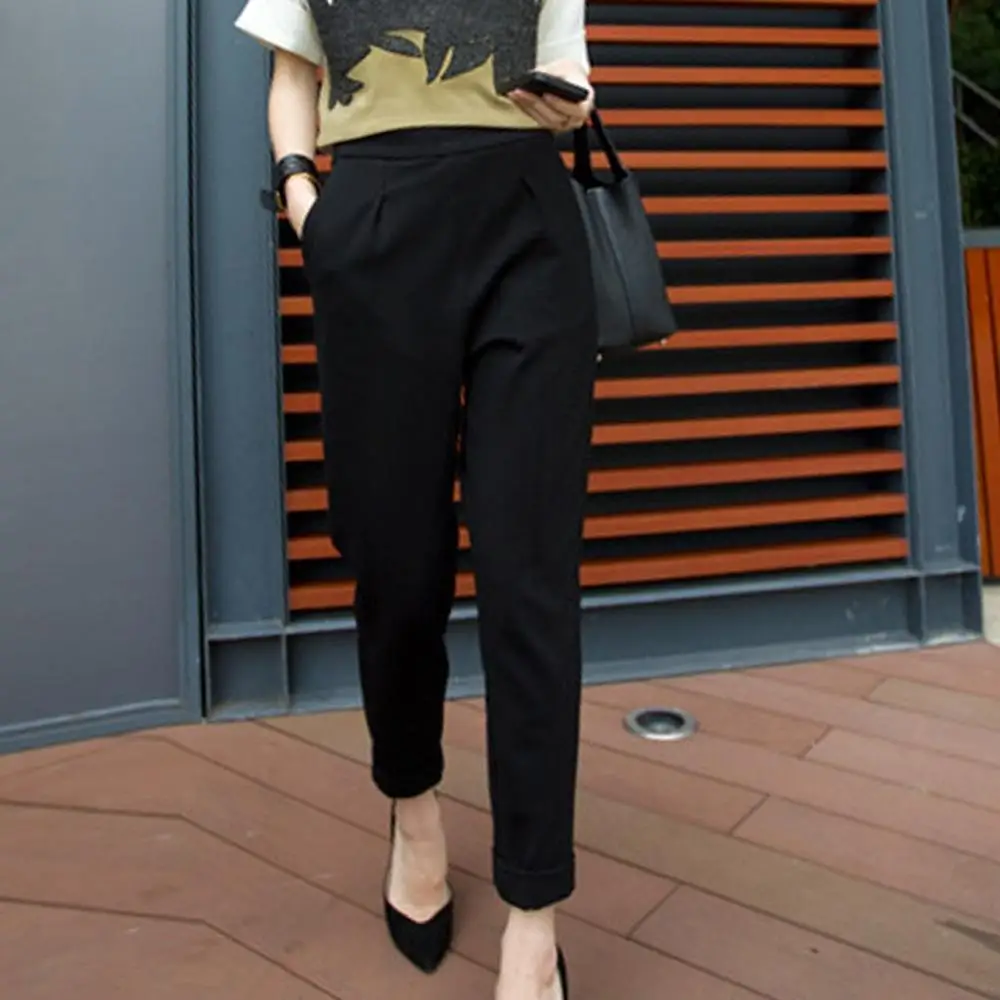 Pantalones cortos de cintura alta para mujer, pantalón de oficina, a la moda, de Color puro, 2020 T @