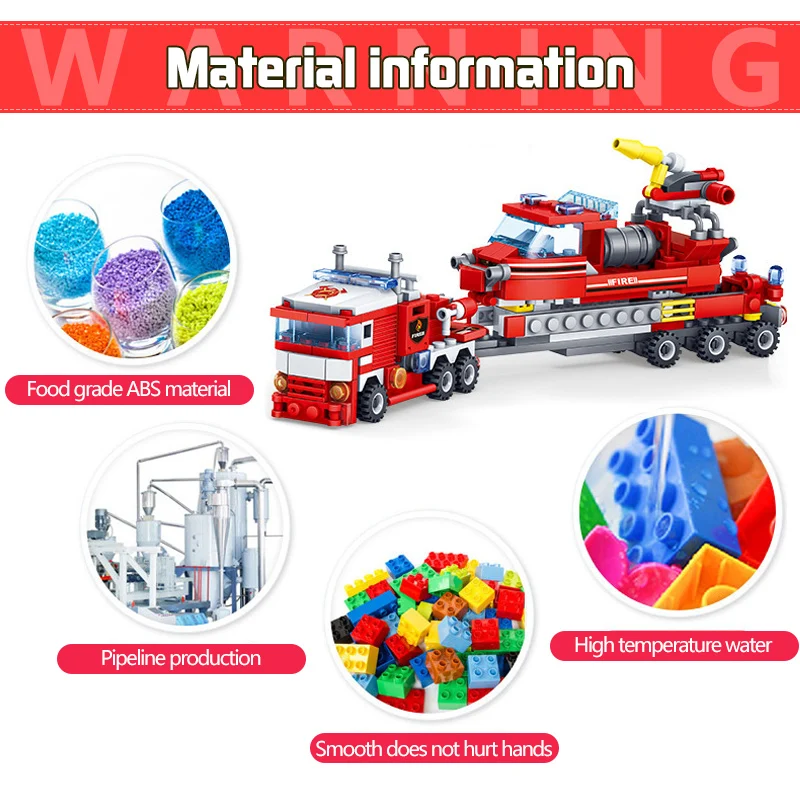 Пожарная станция автомобиль-Вертолет Лодка строительные блоки Совместимые городской пожарный фигурки грузовики Кирпичи Детские игрушки