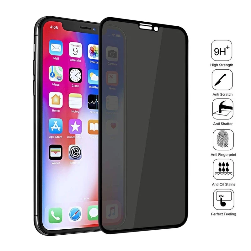 50PCS High Quailty Private Anti Spy 9H Tempered Glass For iPhone 15 14 13 12 11Pro Max X XR 11 678 Plus Screen Protector Film