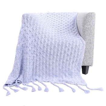 

Battilo Cable Throw Blanket, Super Soft Knitted Cover Blanket with Tassels All Seasons, 50 x 60 Inch