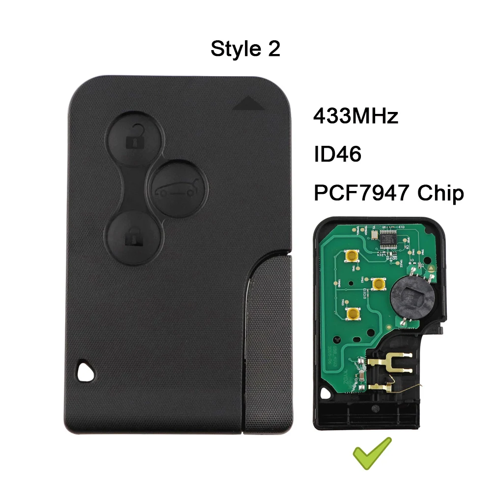 Chiave/Telecomando Per Renault Megane 2 3 Scenic Clio Logan Card Chiave Remota Con Chiave Piccola - 3 Button Smart Card 433mhz Originale Id46 Pcf7947 Chip Renault - H3d9de4b4a745405dac52e835c946cd14i