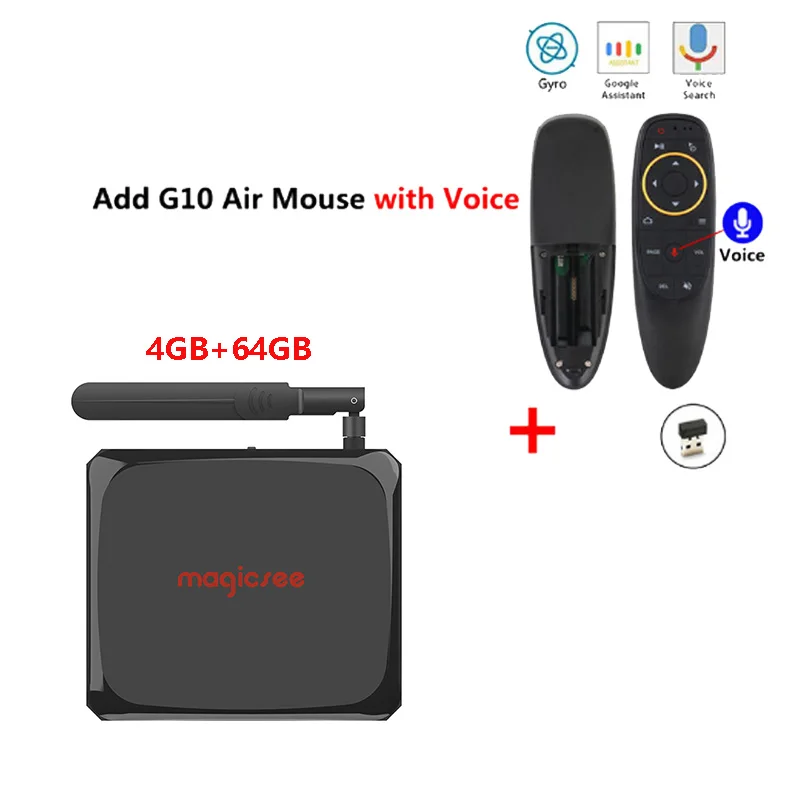 Magicsee N5 Plus Android 9,0 Amlogic S905x3 Smart Tv Box 4 Гб ОЗУ 64 Гб ПЗУ 2,4 ГБ+ 5 Гб Wifi BT4.1 телеприставка 8K медиаплеер N5 MAX - Цвет: 4G64G add g10s