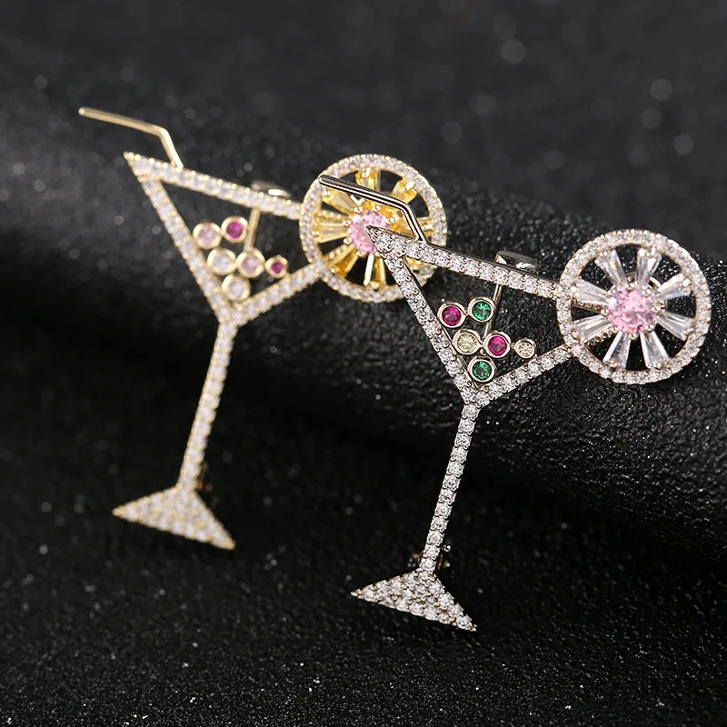 

Rotating Goblet Customize Suit Women's Decoration Top Grade Brooch Jewelry Luxury AAA Zircon Rhinestone Enamel Pins Accessories