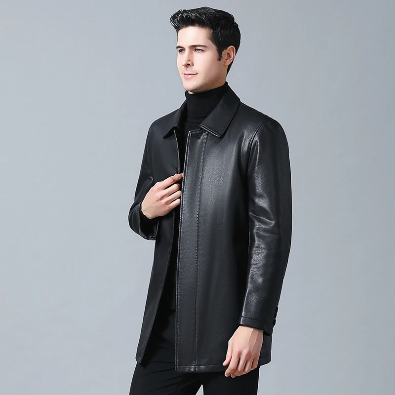 8XL 7XL размера плюс Осенняя зимняя кожаная одежда из натуральной кожи модная деловая повседневная куртка мужская ветровка мужская верхняя одежда