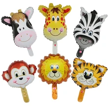 Globos de aluminio con cabeza de Animal para niños, globo de helio, León, Tigre, jungla, decoraciones para fiesta de cumpleaños, juguetes, suministros, 6 piezas