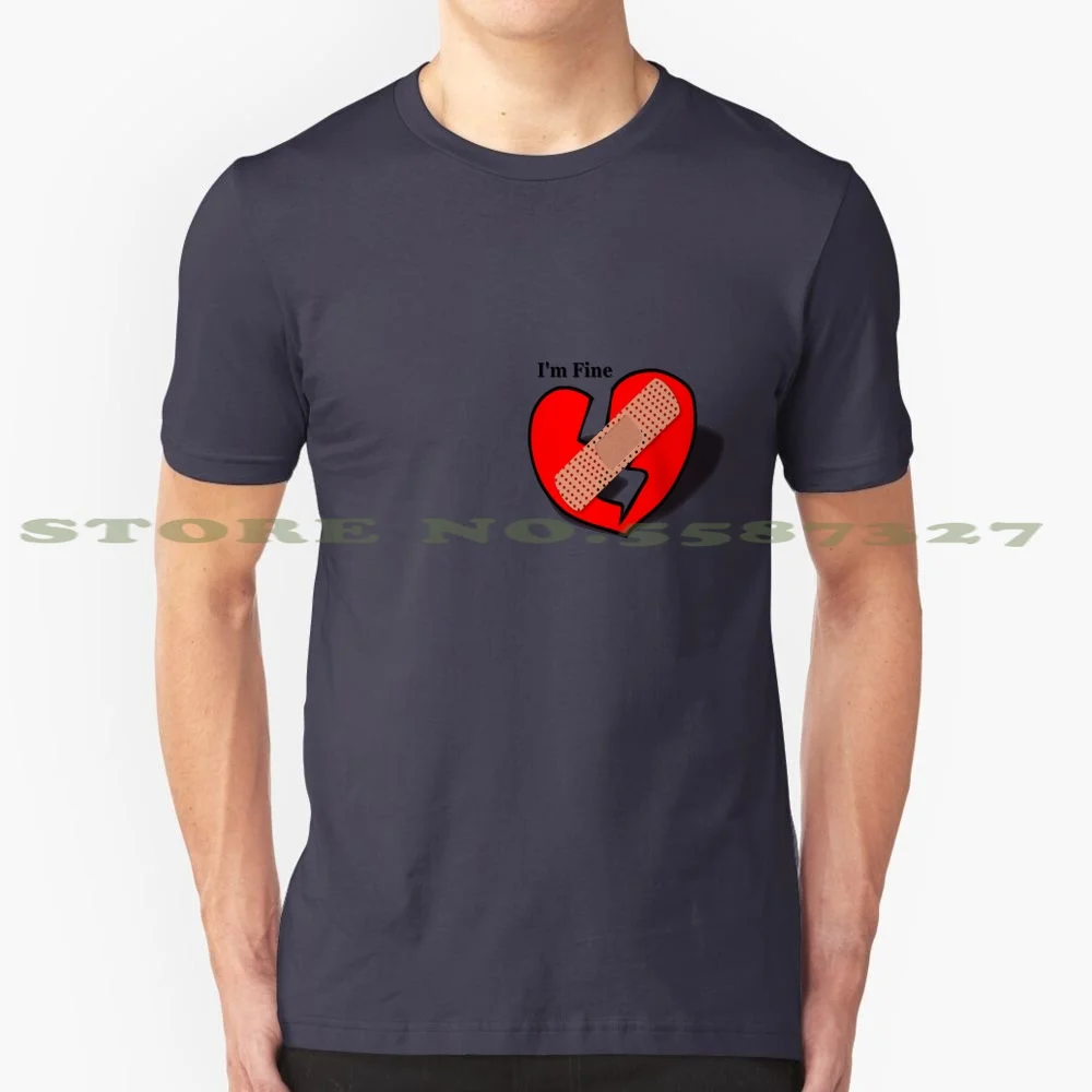 I&amp#39 M Fine Fashion Vintage Tshirt T Shirts Heart Heartbreak Love Friend Band Aid Couple Boyfriend Life Smile Broken | Мужская