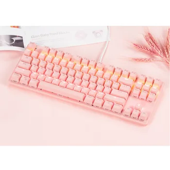 

Mechanical Keyboard Pink Gaming Keyboard USB Wired Keyboard Mechanical Gaming Keyboard 87-Key Gamers Keyboard
