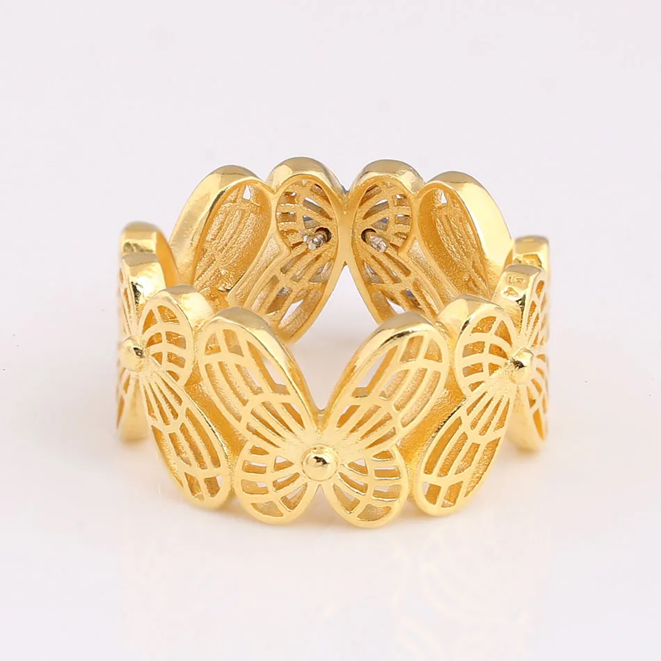 Authentic 925 Sterling Silver Shine Openwork Butterflies Ring For Women Wedding Party Gift fit Lady Fine Jewelry