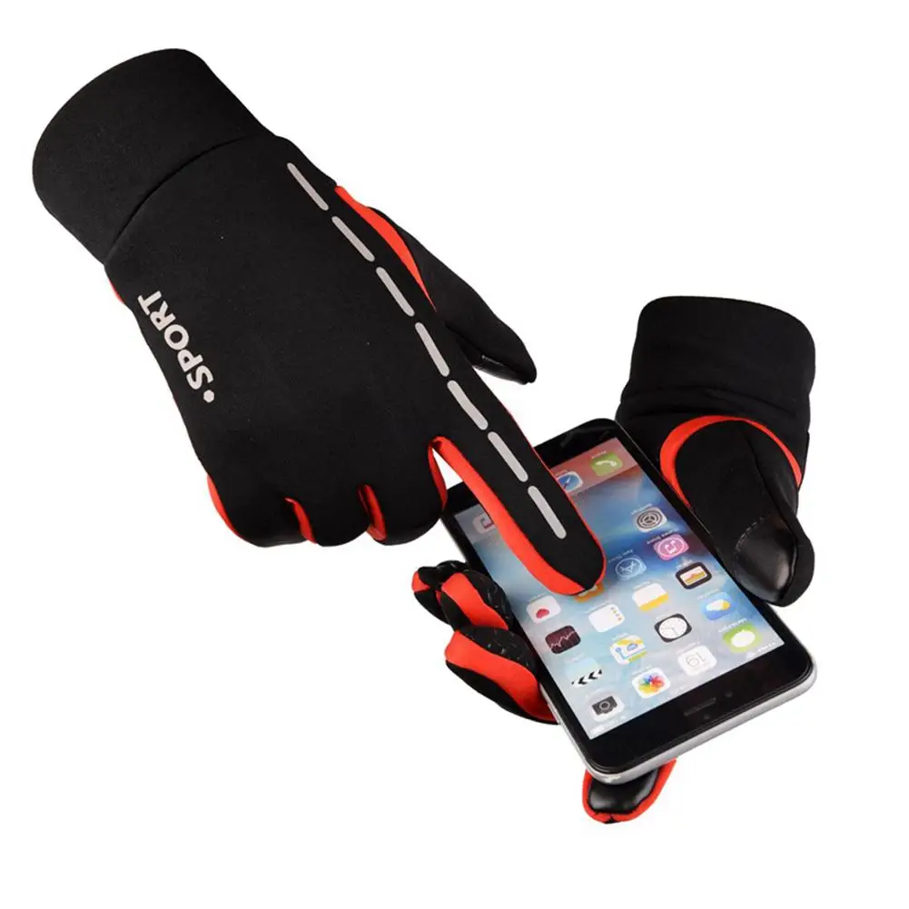 

HiMISS Bicycle gloves Luminous Outdoor Cycling Gloves Warm Velvet Touch Screen Waterproof Windproof Gloves