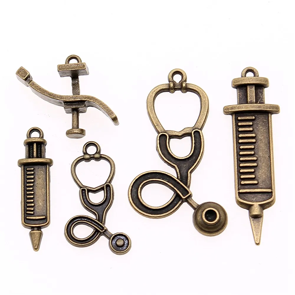 Jewelry Making DIY Syringe Alloy Charms Pendant for Bracelet Necklace 10~30pcs